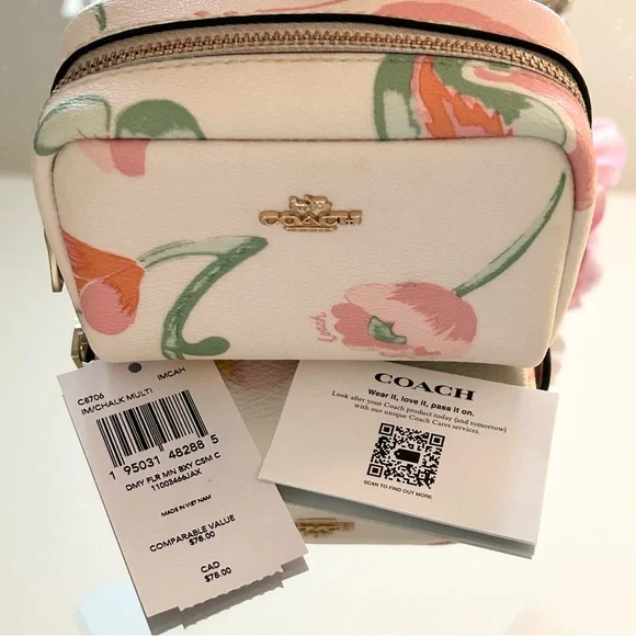 Coach Floral Small Boxy Cosmetic Case NWT - Picture 7 of 11